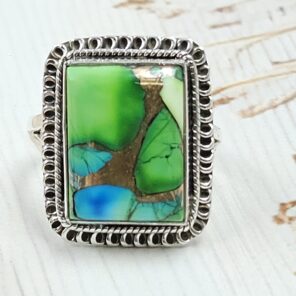 Peacock Dahlia Size US 10 925 Sterling Silver Ring (RS62-333)