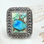Peacock Dahlia Size US 9 925 Sterling Silver Ring (RS62-321)