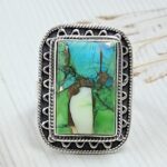 Peacock Dahlia Size US 10 925 Sterling Silver Ring (RS62-331)