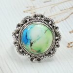 Peacock Dahlia Size US 8 925 Sterling Silver Ring (RS62-300)