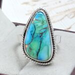 Peacock Dahlia Size US 7 925 Sterling Silver Ring (RS62-248)