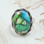 Peacock Dahlia Size US 7 925 Sterling Silver Ring (RS62-252)