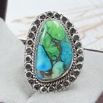 Peacock Dahlia Size US 8 925 Sterling Silver Ring (RS62-276)