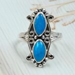 Kingman Turquoise  Double Mount 925 Sterling Silver Ring (REXT117-152)