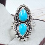 Kingman Turquoise Double Mount 925 Sterling Silver Ring (REXT116-133)