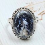 White Buffalo Copper Turquoise Size US 8 925 Sterling Silver Ring (REXT45-127)