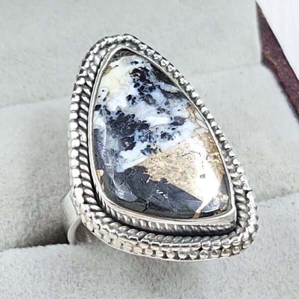 White Buffalo Copper Turquoise Size US 7 925 Sterling Silver Ring (REXT45-138) - Image 2