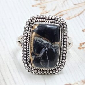 White Buffalo Copper Turquoise Size US 10 925 Sterling Silver Ring (REXT45-142)