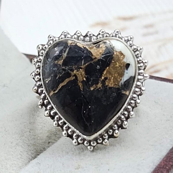 White Buffalo Copper Turquoise Size US 8 925 Sterling Silver Ring (REXT45-144)