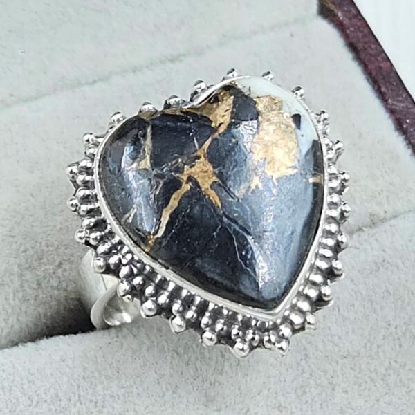 White Buffalo Copper Turquoise Size US 8 925 Sterling Silver Ring (REXT45-144) - Image 2