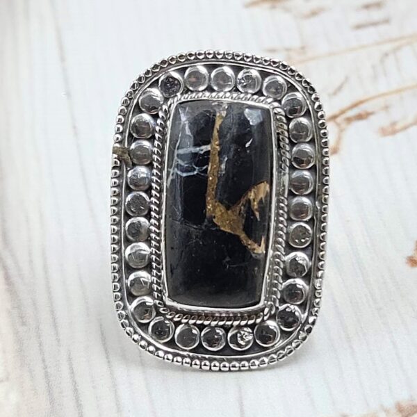 White Buffalo Copper Turquoise Size US 6 925 Sterling Silver Ring (REXT45-146)