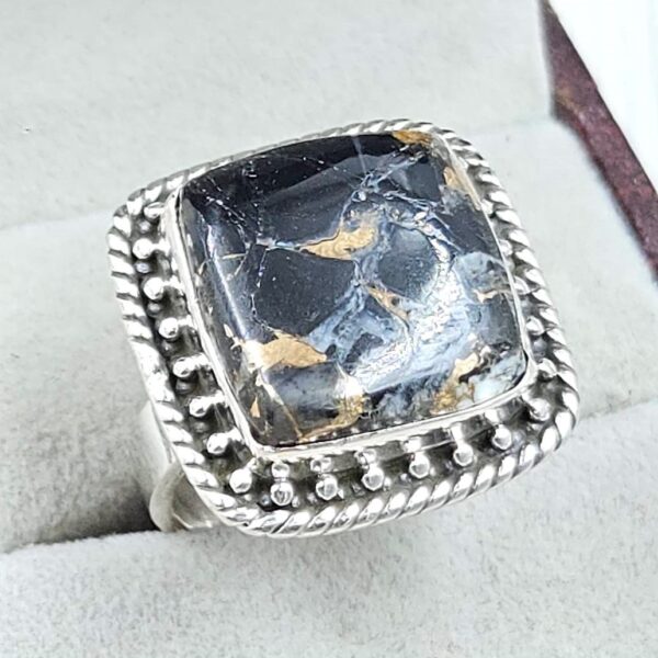 White Buffalo Copper Turquoise Size US 10 925 Sterling Silver Ring (REXT45-150) - Image 2