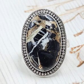 White Buffalo Copper Turquoise Size US 7 925 Sterling Silver Ring (REXT45-151)