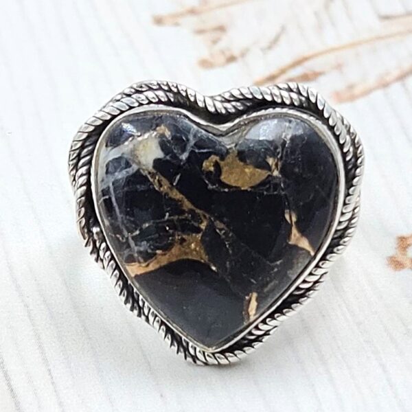 White Buffalo Copper Turquoise Size US 8 925 Sterling Silver Ring (REXT45-152)