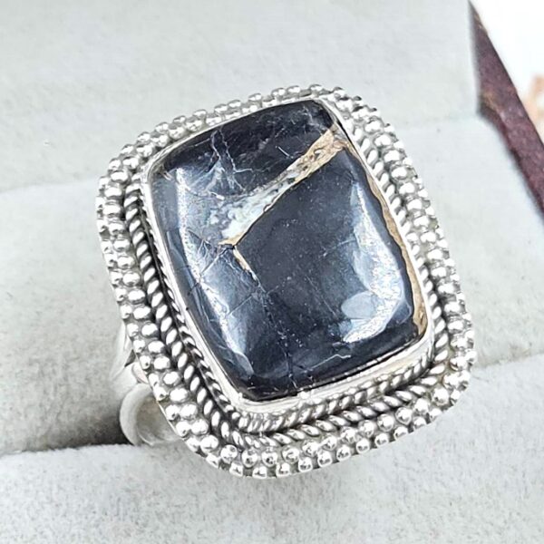 White Buffalo Copper Turquoise Size US 10 925 Sterling Silver Ring (REXT45-153) - Image 2