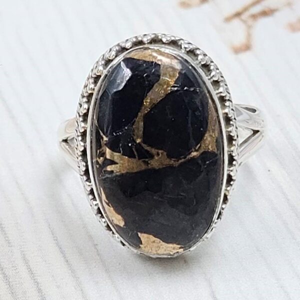 White Buffalo Copper Turquoise Size US 7 925 Sterling Silver Ring (REXT45-157)