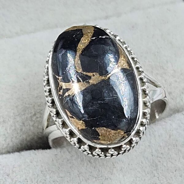 White Buffalo Copper Turquoise Size US 7 925 Sterling Silver Ring (REXT45-157) - Image 2