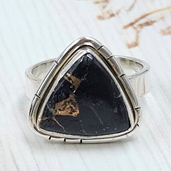 White Buffalo Copper Turquoise Size US 7 925 Sterling Silver Ring (REXT45-160)