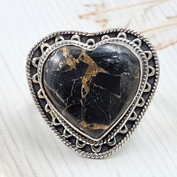 White Buffalo Copper Turquoise Size US 9 925 Sterling Silver Ring (REXT45-164)