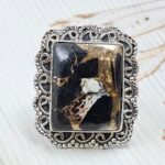 White Buffalo Copper Turquoise Size US 7 925 Sterling Silver Ring (REXT45-168)