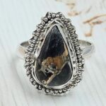 White Buffalo Copper Turquoise Size US 8 925 Sterling Silver Ring (REXT45-169)
