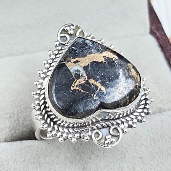 White Buffalo Copper Turquoise Size US 8 925 Sterling Silver Ring (REXT45-170) - Image 2