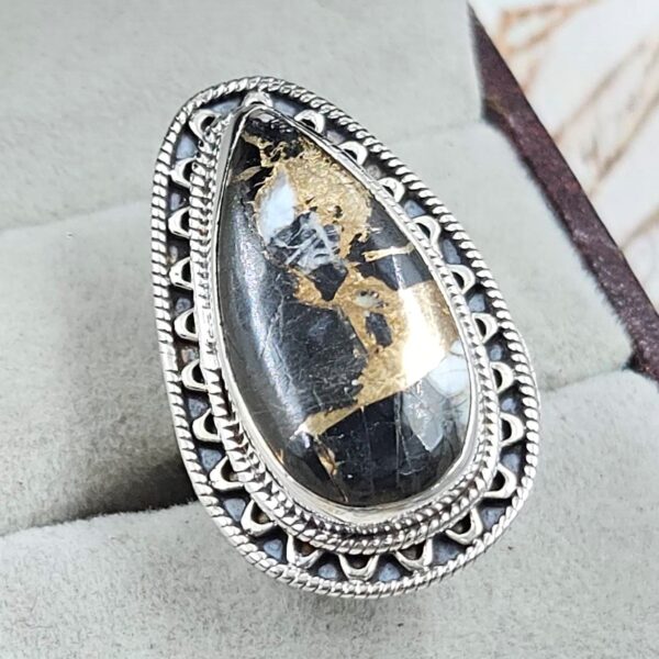 White Buffalo Copper Turquoise Size US 6 925 Sterling Silver Ring (REXT45-171) - Image 2