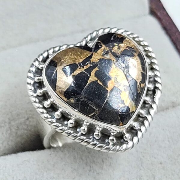 White Buffalo Copper Turquoise Size US 6 925 Sterling Silver Ring (REXT45-172) - Image 2