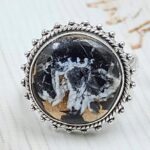 White Buffalo Copper Turquoise Size US 8 925 Sterling Silver Ring (REXT45-187)