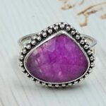 Pink Rainbow Moonstone Size US 8 925 Sterling Silver Ring (REXT58-22)