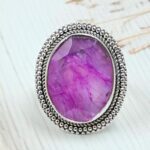 Pink Rainbow Moonstone Size US 9 925 Sterling Silver Ring (REXT58-26)
