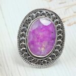 Pink Rainbow Moonstone Size US 7 925 Sterling Silver Ring (REXT58-28)