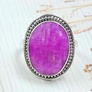 Pink Rainbow Moonstone Size US 7925 Sterling Silver Ring (REXT58-61)