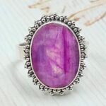 Pink Rainbow Moonstone Size US 10 925 Sterling Silver Ring (REXT58-35)