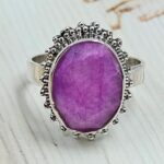Pink Rainbow Moonstone Size US 9 925 Sterling Silver Ring (REXT58-36)