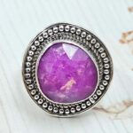 Pink Rainbow Moonstone Size US 6 925 Sterling Silver Ring (REXT58-38)