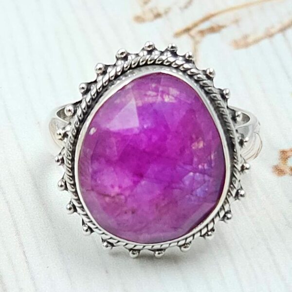 Pink Rainbow Moonstone Size US 9 925 Sterling Silver Ring (REXT58-39)