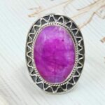 Pink Rainbow Moonstone Size US 7 925 Sterling Silver Ring (REXT58-44)