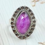 Pink Rainbow Moonstone Size US 6 925 Sterling Silver Ring (REXT58-51)