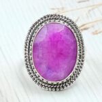 Pink Rainbow Moonstone Size US 8 925 Sterling Silver Ring (REXT58-54)