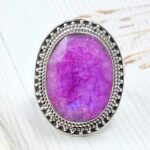 Pink Rainbow Moonstone Size US 8 925 Sterling Silver Ring (REXT58-55)