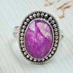 Pink Rainbow Moonstone Size US 6 925 Sterling Silver Ring (REXT58-56)