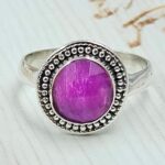 Pink Rainbow Moonstone Size US 8 925 Sterling Silver Ring (REXT58-57)