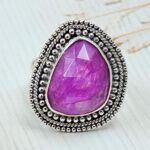 Pink Rainbow Moonstone Size US 8 925 Sterling Silver Ring (REXT58-58)