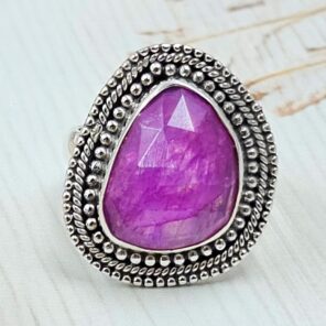 Pink Rainbow Moonstone Size US 8 925 Sterling Silver Ring (REXT58-58)