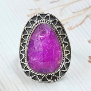 Pink Rainbow Moonstone Size US 7 925 Sterling Silver Ring (REXT58-59)
