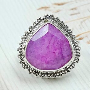 Pink Rainbow Moonstone Size US 9 925 Sterling Silver Ring (REXT58-60)
