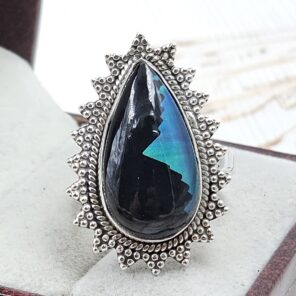 Aurora Opal Mountain Doublet Adjustable 925 Sterling Silver Ring (RS13-309)
