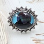 Aurora Opal Mountain Doublet Size US 9 925 Sterling Silver Ring (RS13-389)