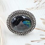 Aurora Opal Mountain Doublet Adjustable 925 Sterling Silver Ring (RS13-302)
